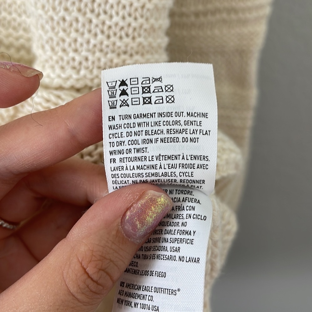 American Eagle Cream Knit Scoop Neck Sweater - Picture 6 of 8